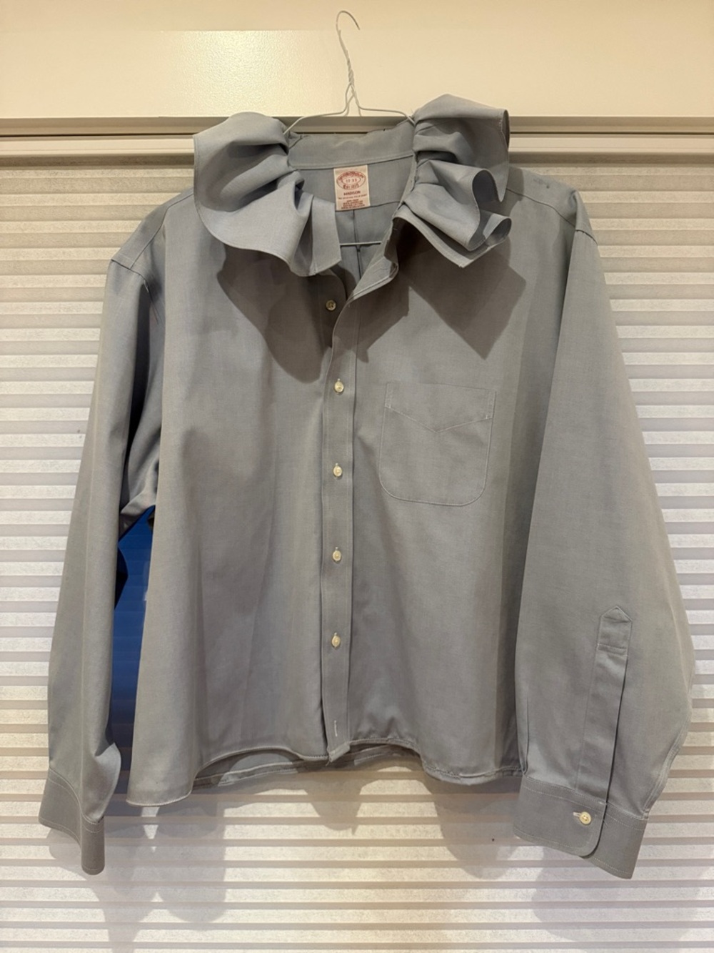 Brooks Brothers Light Gray Ruffle Collar Blouse